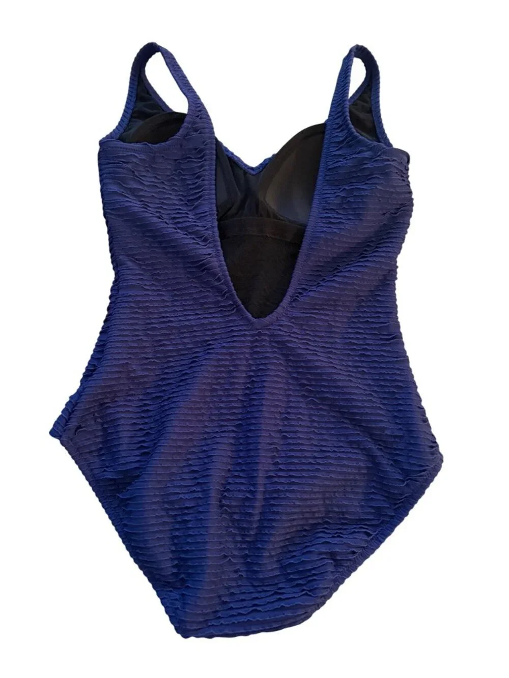 Gottex Womens Textured One Piece Swimsuit Size 12 Blue Deadstock Vintage New